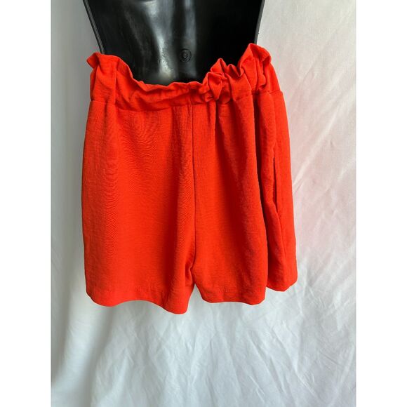 European Summer Two Piece Outfit Set Shirt and Shorts Size M/L Orange Beachy - Picture 6 of 12